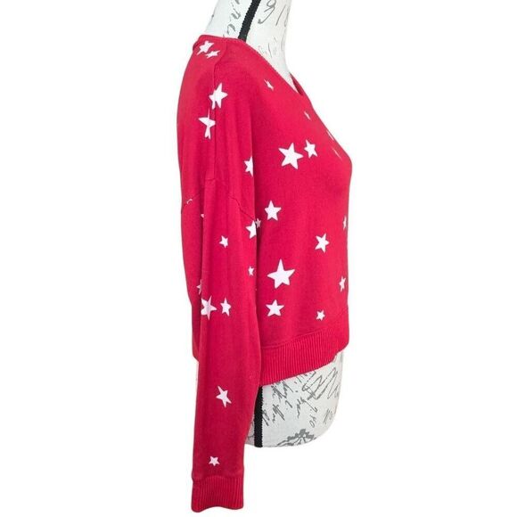 Gilly Hicks Women's Size XS Red White Star Print Soft Cropped Sweatshirt - Picture 4 of 5